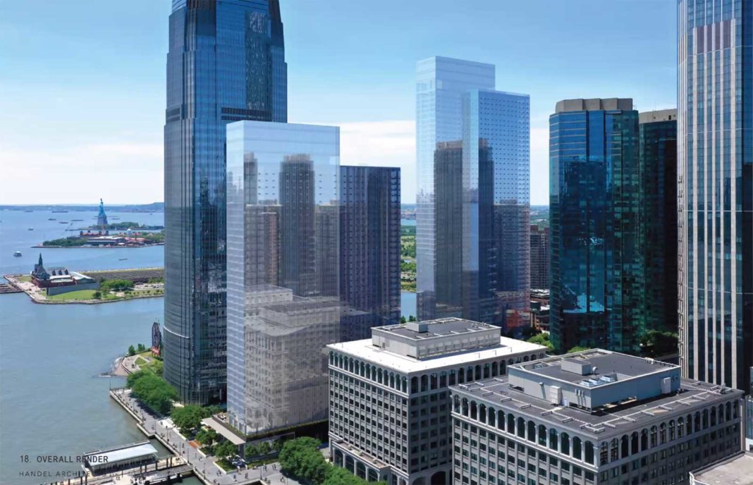 Aerial rendering 50; 55 Hudson Street and surrounding buildings - Handel Architects