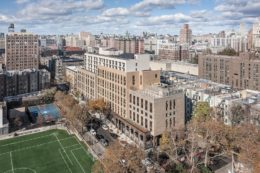 Aerial rendering of WSFSSH at West 108 - Dattner Architects