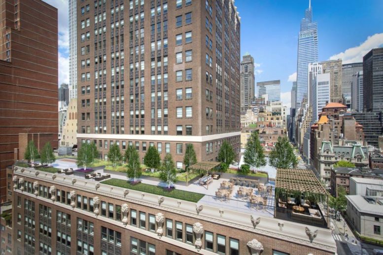 Aerial rendering of the sky garden and terrace at 200 Madison Avenue - Rendering courtesy of Vocon