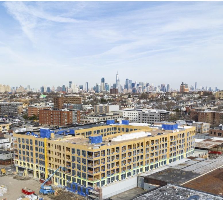 Aerial view of construction at 49 Fisk Street