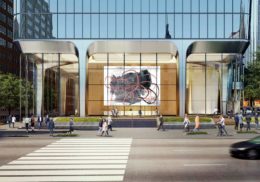 Rendering of the Crosstown Traffic mosaic by Christopher Wool on the east facade of Two Manhattan West - Courtesy of Brookfield Properties and Christopher Wool