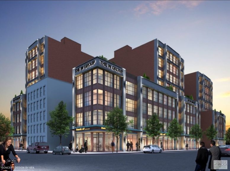 Evening rendering of 466 Flushing Avenue - Fischer+Makooi Architects; KFA