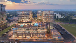 Aerial evening view of 115 Fourth Avenue in Asbury Park - Courtesy of Minno & Wasko
