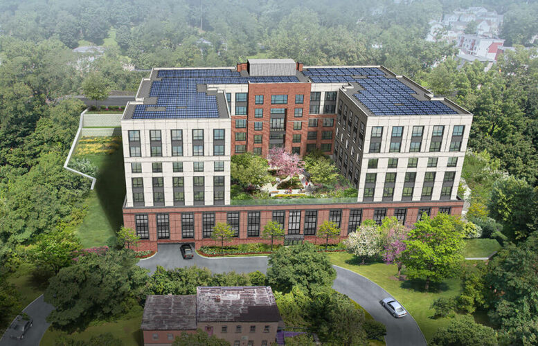 Aerial rendering of 645 Main Street in Peekskill, Westchester County
