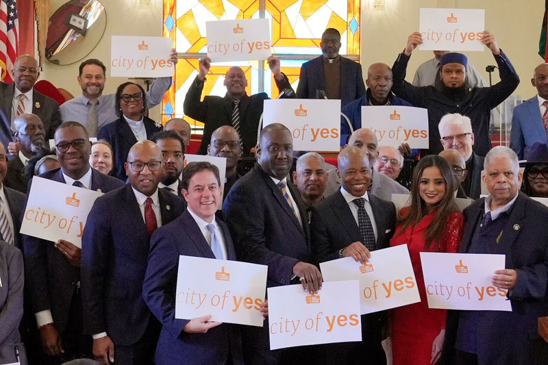 Photograph from 'City of Yes' affordable housing announcement, via nyc.gov
