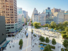 The proposed overhaul for 14th Street around Union Square. Rendering courtesy of Union Square Partnership.
