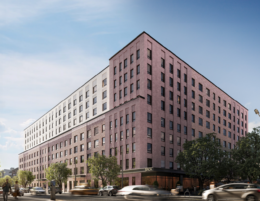 Rendering of Brownsville Arts Center & Apartments. Designed by Aufgang Architects
