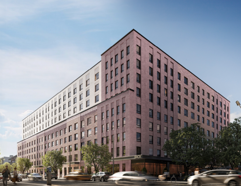 Rendering of Brownsville Arts Center & Apartments. Designed by Aufgang Architects