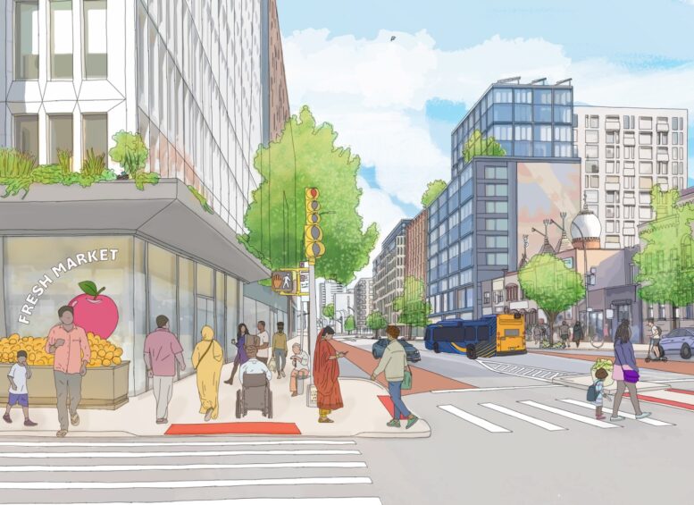 Illustration of Hillside Avenue and 150th Street, via jamaicaplan.nyc