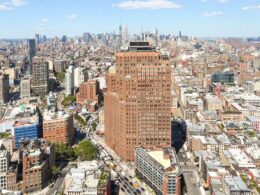 Aerial view of 32 Avenue of the Americas - Rudin Management Company.