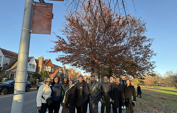 Photograph of new historic markers, via NYC LPC.