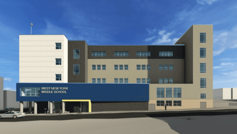 The future West New York Middle School at 6400-6415 Broadway. Rendering courtesy of DMR Architects.