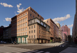 Looking northeast at 385 Greenwich Street. Rendering courtesy of DXA Studio.