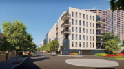 The new residential buildings at the Bay Terrace Shopping Center. Rendering courtesy of Cord Meyer Development