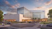 The upcoming NYU Langone Health medical center at the Huntington Quadrangle.